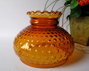 Vintage Amber Glass Hobnail Pattern Replacement Lamp Shade