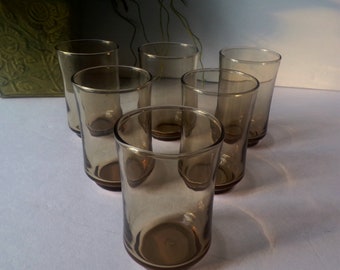 Vintage Libbey Tawny Brown Juice Glasses Set of 6