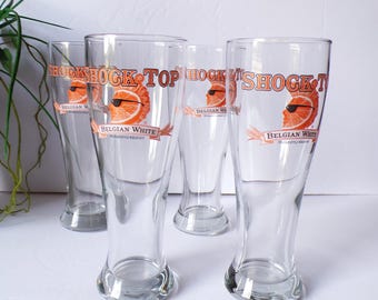 Shock Top Belgian White 16 oz Pilsner Beer Glasses Set of 4
