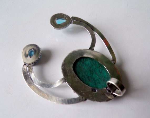 Vintage Sterling Turquoise and Blue Topaz Large P… - image 5