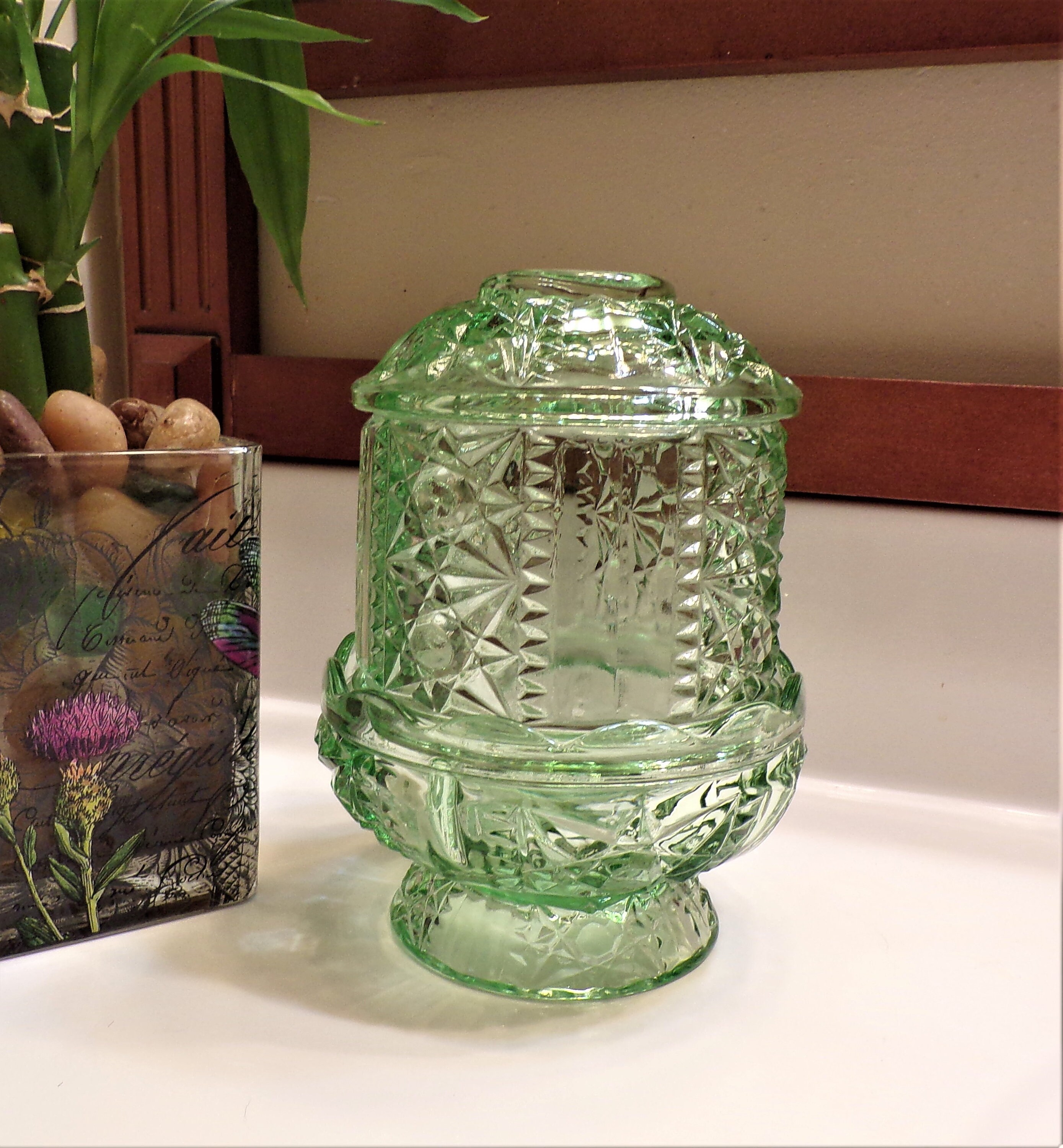 Vintage HTF Green Fairy Lamp Estrellas y Barras por Indiana Etsy