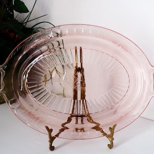 Anchor Hocking Pink Mayfair/Open Rose Handled Oval Platter
