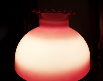 Dark Pink or Mauve and White Milk Glass Replacement Lamp Shade