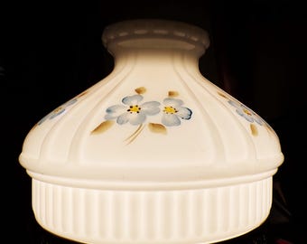 Vintage Aladdin Milk Glass Shade with Hand-Painted Dogwood Flowers