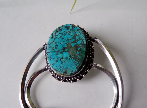 Vintage Sterling Turquoise and Blue Topaz Large P… - image 2