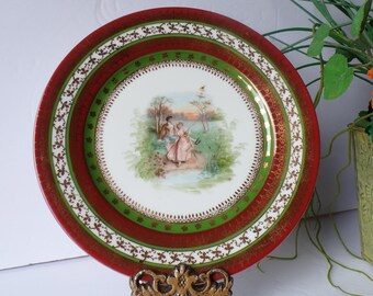 Antique Royal Vienna Style Porcelain Cabinet Plate with Blue Mark