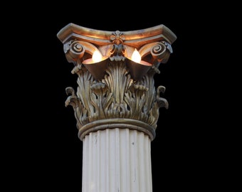 ANTIQUE GILDED WOOD Capital Wall Sconce
