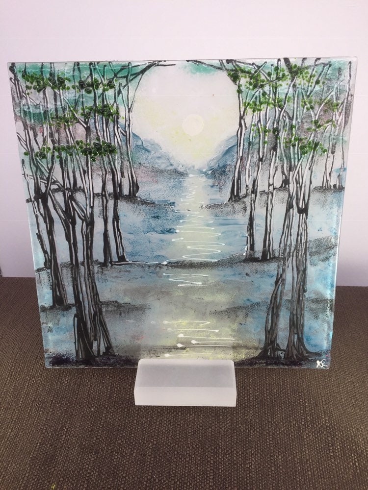 Wide Display Stand for Fused Glass in Frosted Acrylic Etsy