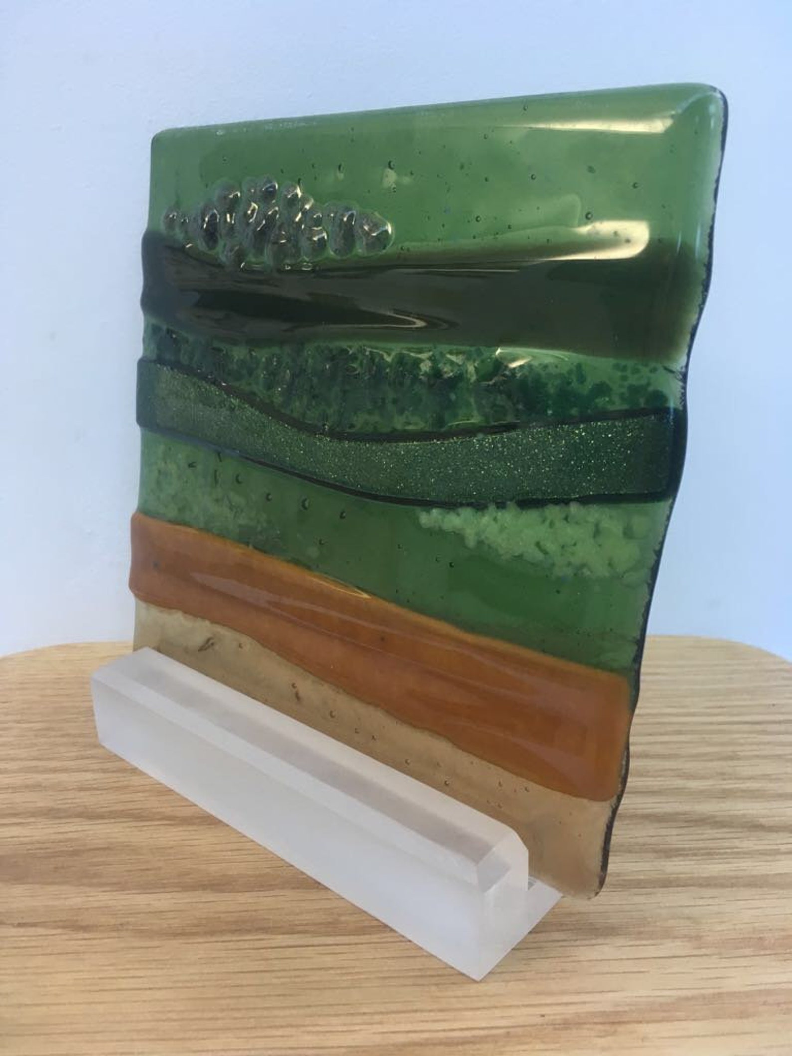 Long Display Stand for Fused Glass in frosted acrylic. Etsy