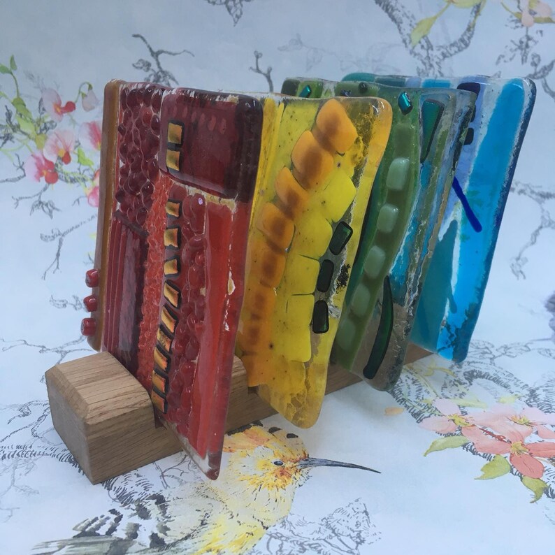 Long Wooden Display Stand for Fused Glass Coaster Etsy