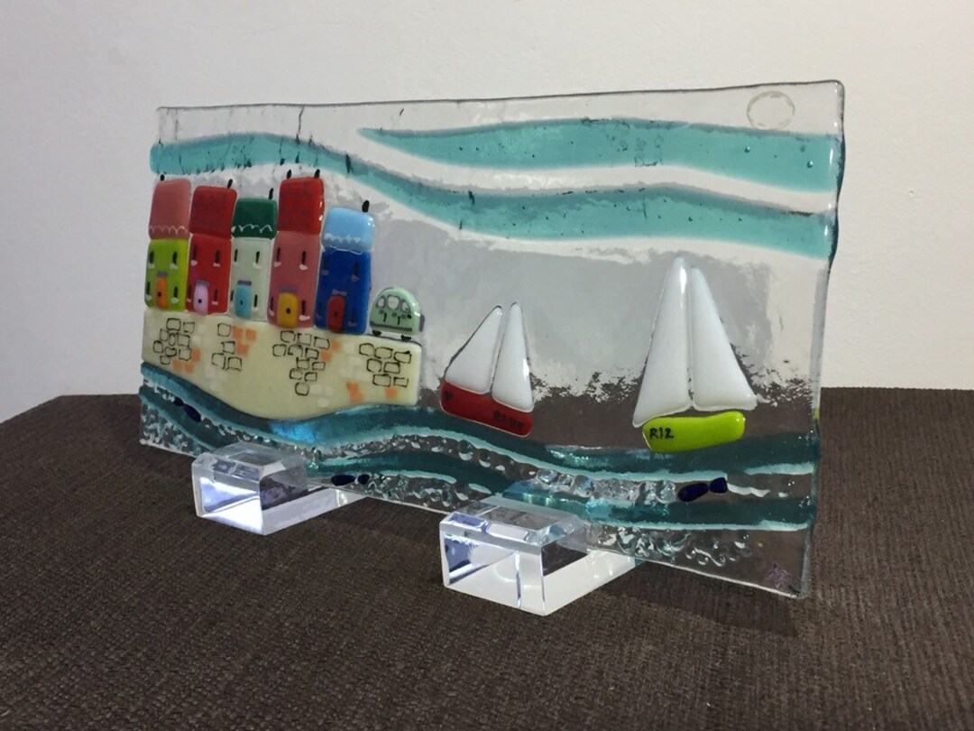 A Set of 2 Short Flame Polished Upcycled Acrylic Display Stands for