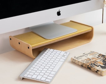 Monitor Riser Stand for Desktop | Wooden keyboard organiser | TV, Computer or iMac | LIMITED EDITION U-Rise by Chop Shop