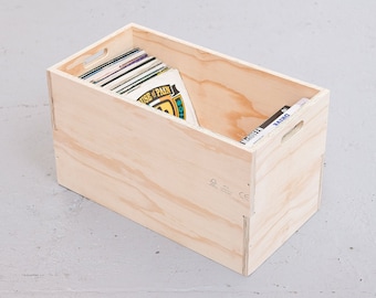 Chop Shop : caisse de rangement en vinyle de 12 pouces. Boîte en contreplaqué pour disques vinyles, outils, livres, jouets et chaussures. Boîte - Pack plat empilable pour disques vinyles. Grande.