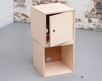 Chop Shop: Vinyl CD Record Crate Pigeon Hole Shoe Box - Cubby Hole Locker Storage Shelf Table Cupboard Display Cube. Natural Birch Wood.