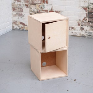 Chop Shop: Vinyl CD Record Crate Pigeon Hole Shoe Box - Cubby Hole Locker Storage Shelf Table Cupboard Display Cube. Natural Birch Wood.