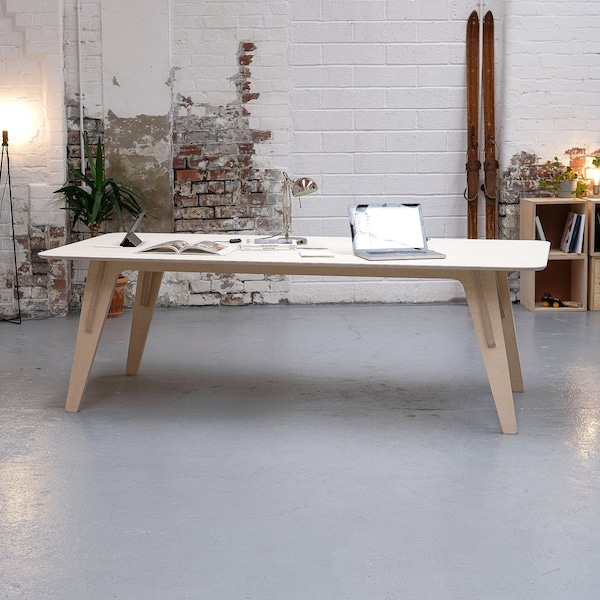 Chop Shop: Katja Table - Large Home Family Dining Kitchen Refectory Office Studio. Contemporary 8 seat modular design. Light Natural Wood.
