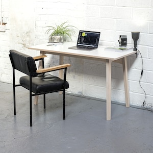 White Computer Desk. Compact plywood table for the home studio or scandi office.