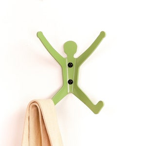 Metal coat peg, wall hanger in Green | Hang it on Barry | Decorative strong metal wall rack coat hook | Barry the Hangman by Chop Shop