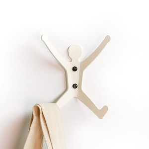 White minimal hallway coat hooks pegs Hang it on Barry Decorative metal clothes storage wall hook Barry the Hangman by Chop Shop Just 1 Barry