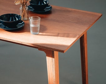 Bauer Family Dining Kitchen Table | Contemporary Compact Dark Natural Wood | Chop Shop