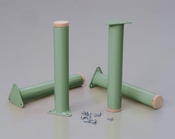 Green 20cm/ 8 inch furniture feet, Set of 4 mid century steel tube cabinet leg. Ikea replacement/TV stand 20cm - Chop Shop