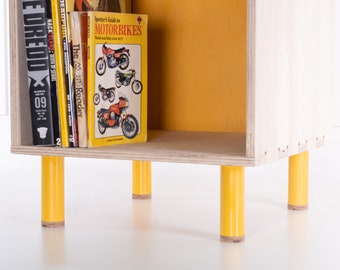 Colourful furniture feet, Set of 4 mid century steel tube cabinet leg. Ikea replacement/TV stand 10cm - Chop Shop - Yellow