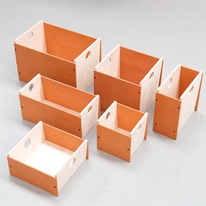 BOXO! Orange - Stapelbare Kallax Vorratskisten. Spielzeugkisten aus Holz.