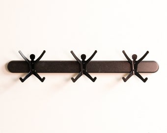 Black hallway coat rack | Hang it on Barry | Entryway coat hook rail | Heavy duty family coat pegs | Barry the Hangman by Chop Shop