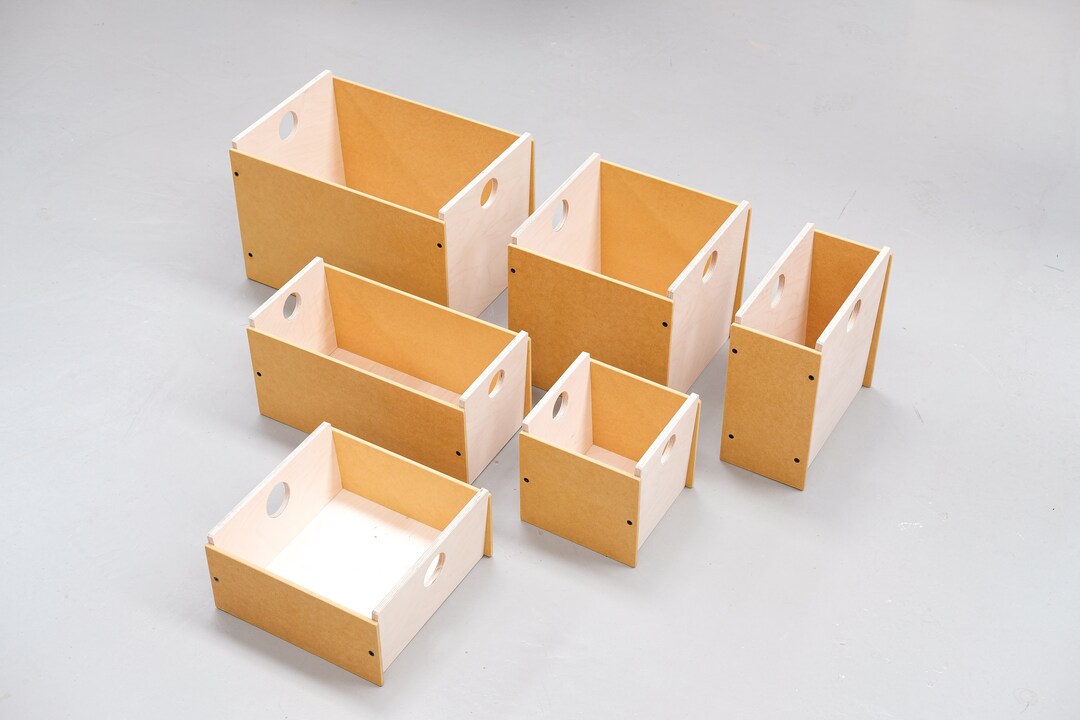 BOXO Yellow Stacking Kallax Storage Crates. Cube Shelves Wooden Boxes