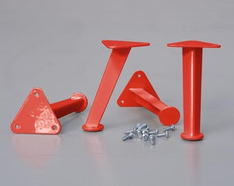 Patas de horquilla rojas para muebles, paquete de 4, patas de acero de mediados de siglo, 10 cm (4 pulgadas). Mueble de TV con diseño retro de Googie - Chop Shop - Boscoe