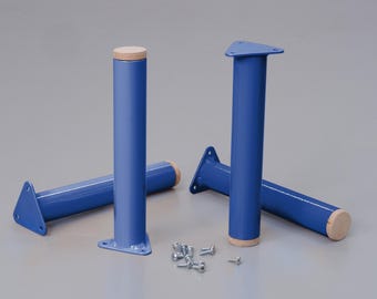 Blue 20cm furniture feet, Set of 4 mid century steel tube cabinet leg. Ikea replacement/TV stand 20cm - Chop Shop