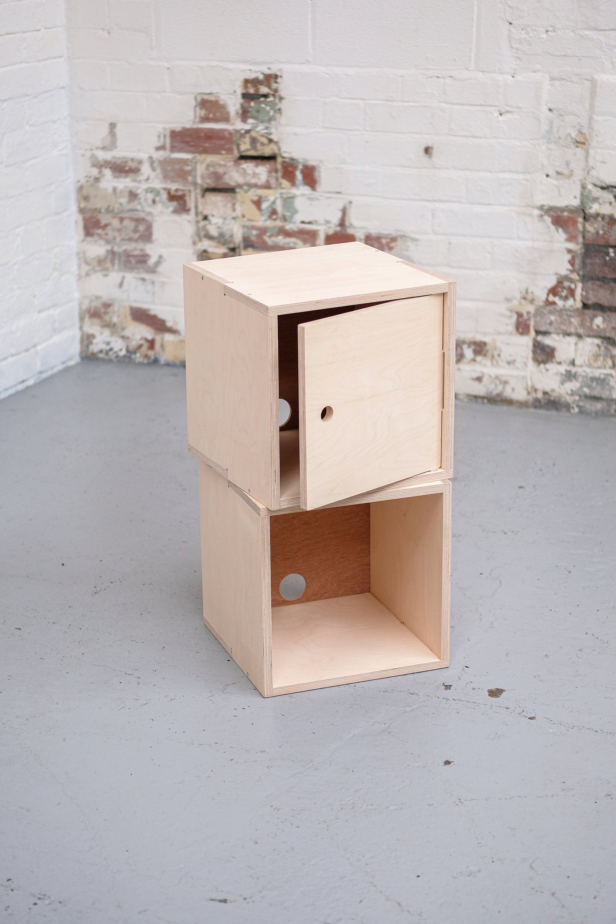 Chop Shop: Vinyl CD Record Crate Pigeon Hole Shoe Box - Cubby Hole Locker Storage Shelf Table Cupboard Display Cube. Natural Birch Wood.