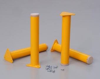 Yellow 20cm furniture feet, Set of 4 mid century steel tube cabinet leg. Ikea replacement/TV stand 20cm - Chop Shop