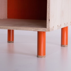 Colourful furniture feet, Set of 4 mid century steel tube cabinet leg. Ikea replacement/TV stand 10cm - Chop Shop - Red