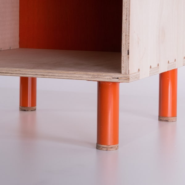 Piedini per mobili colorati, set di 4 gambe per armadio in tubo d'acciaio della metà del secolo. Sostituzione Ikea/Porta TV 10cm - Chop Shop - Rosso