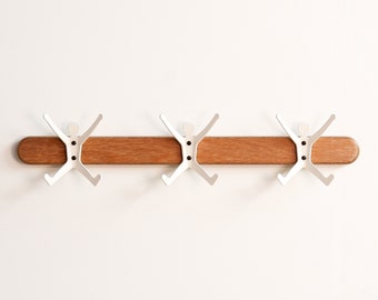 White hallway coat rack | Hang it on Barry | Entryway coat hook rail | Heavy duty family coat pegs | Barry the Hangman by Chop Shop