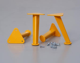 4 pack Yellow furniture feet, Set of mid century steel cabinet hairpin leg. Retro Ikea replacement/TV stand 10cm/ 4inch - Chop Shop - Boscoe