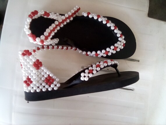 Black beaded flip flops new arrivals