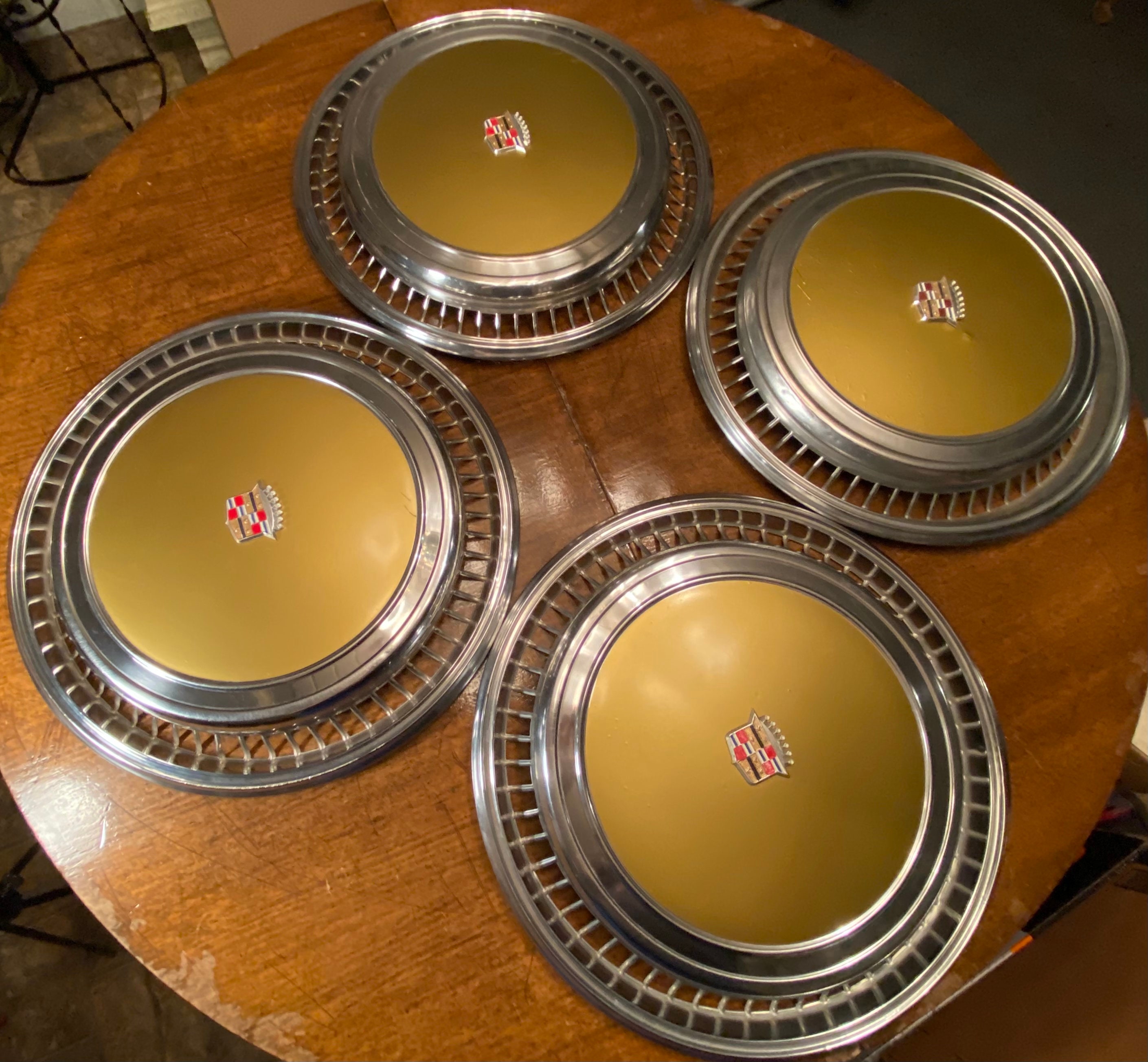Set of 4 gold hubcaps for 1976 1977 1978 Cadillac Eldorado Etsy