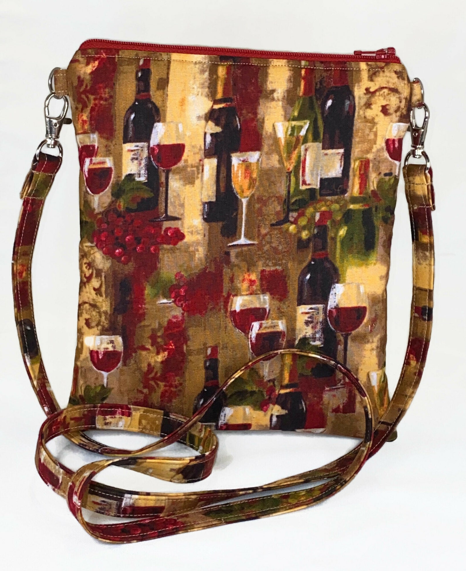 Wine Crossbody Bag Wine Bottles Wine Glasses Purse Bag Etsy