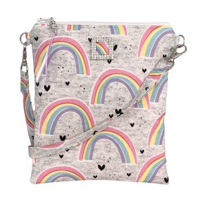 Pastel Rainbow and Hearts Crossbody Bag, Multicolor, Purse, Bag, Shoulder Bag, Gift For Her, Friend, Daughter, Mom