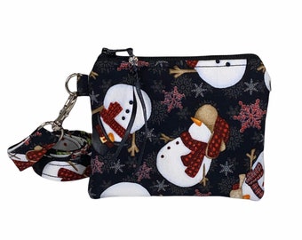 Womens Coin Pouches Snowman,Funny Peaceful Woods,Toiletry wallet card 