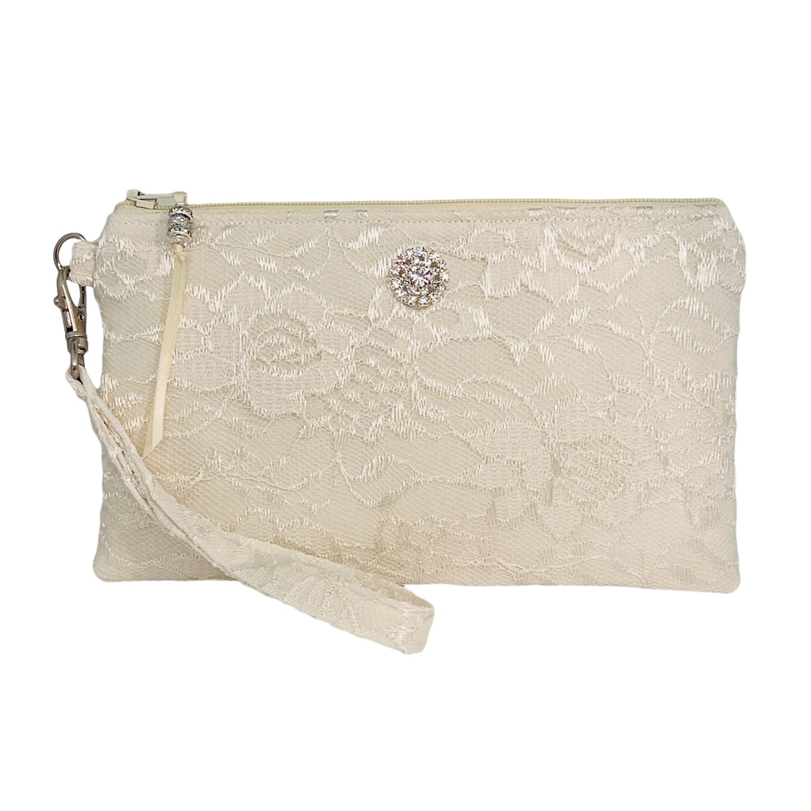 Bridal Ivory Lace Wristlet Purse Clutch for Bride image 1