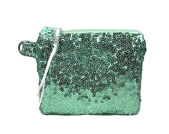 Magical Unicorn Mermaid Reversible Sparkly Sequin Coin Purse Turquoise Green And Silver