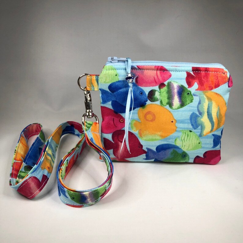 Optional Lanyard Neck Wallet,Mini Wallet Sea Creatures Tropical Fish Coin Purse Great Gift, Ocean Pouch Sea Life Nautical Coin Purse