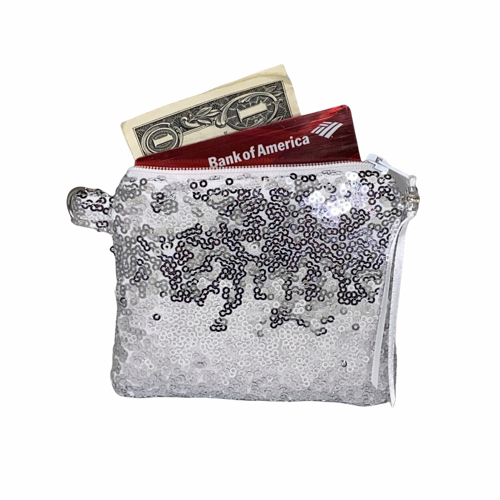 Silver Sequin Coin Purse Silver Sparkle Coin Pouch Change Etsy