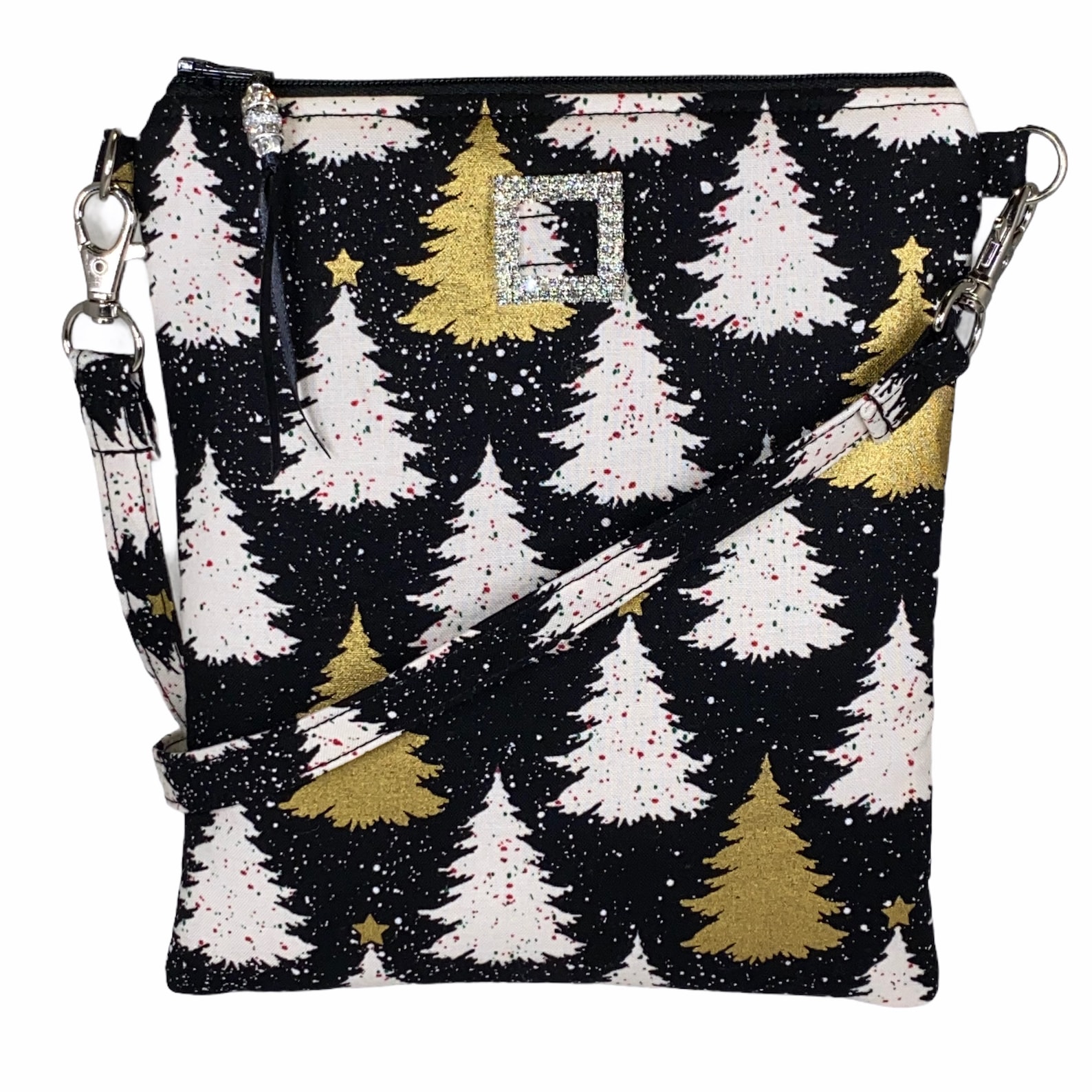 Christmas Trees Crossbody Bag Gold Winter Fall Holiday Etsy