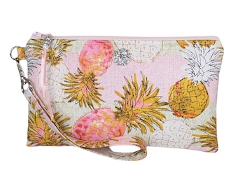 Pineapple Wristlet Purse, Tropical, Cruise, Vacation, Rhinestone, Purse, Clutch, Bag, Phone Holder, Make Up Bag, Gift For Her