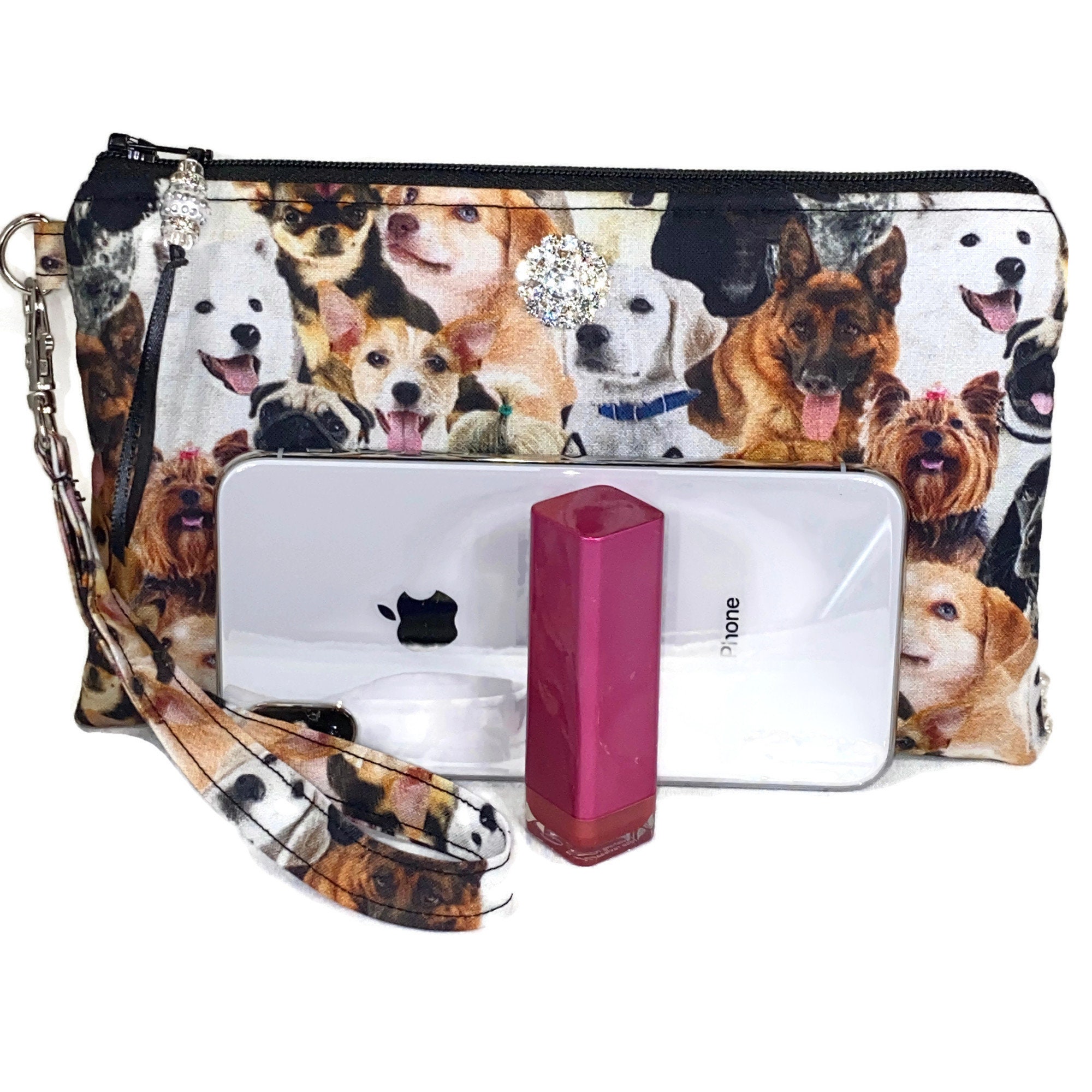Dog Wristlet Purse Dogs Puppies Dog Lover Rhinestone Etsy