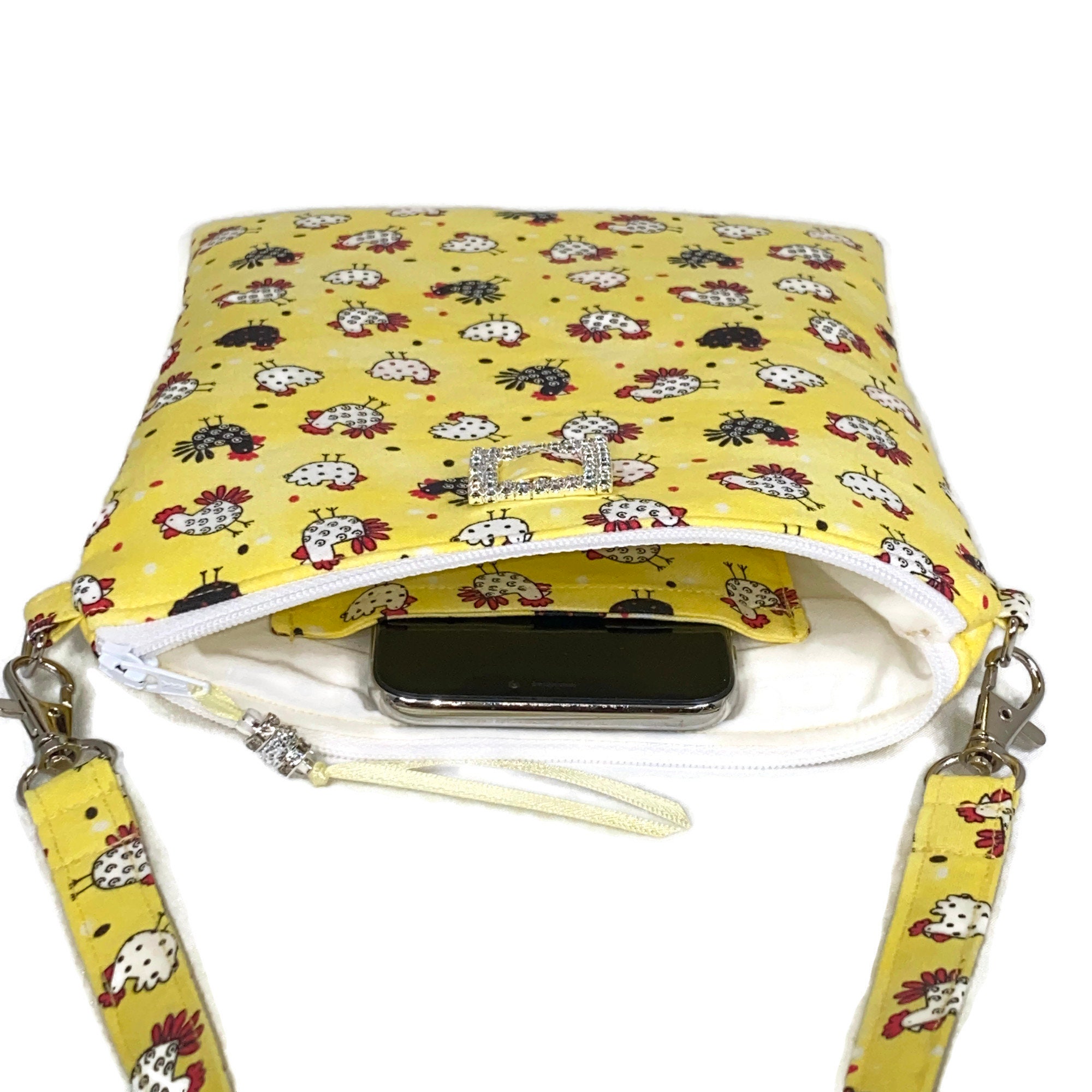 Hen Farm Chicken Eggs Pattern Print Crossbody Bags